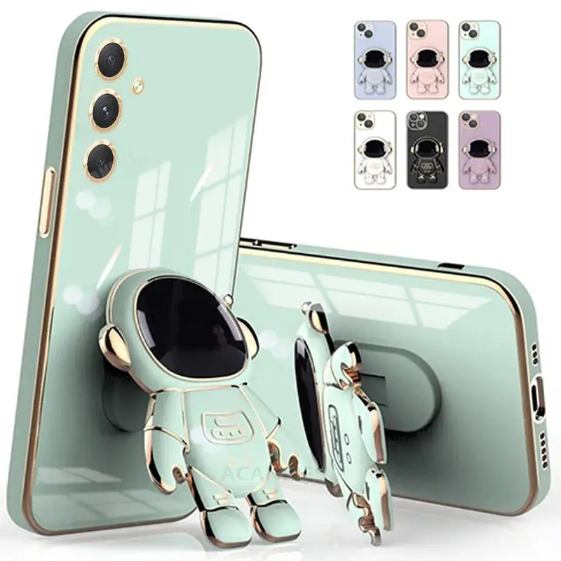 Astronaut Holder Luxury Plating Silicone Stand Case
