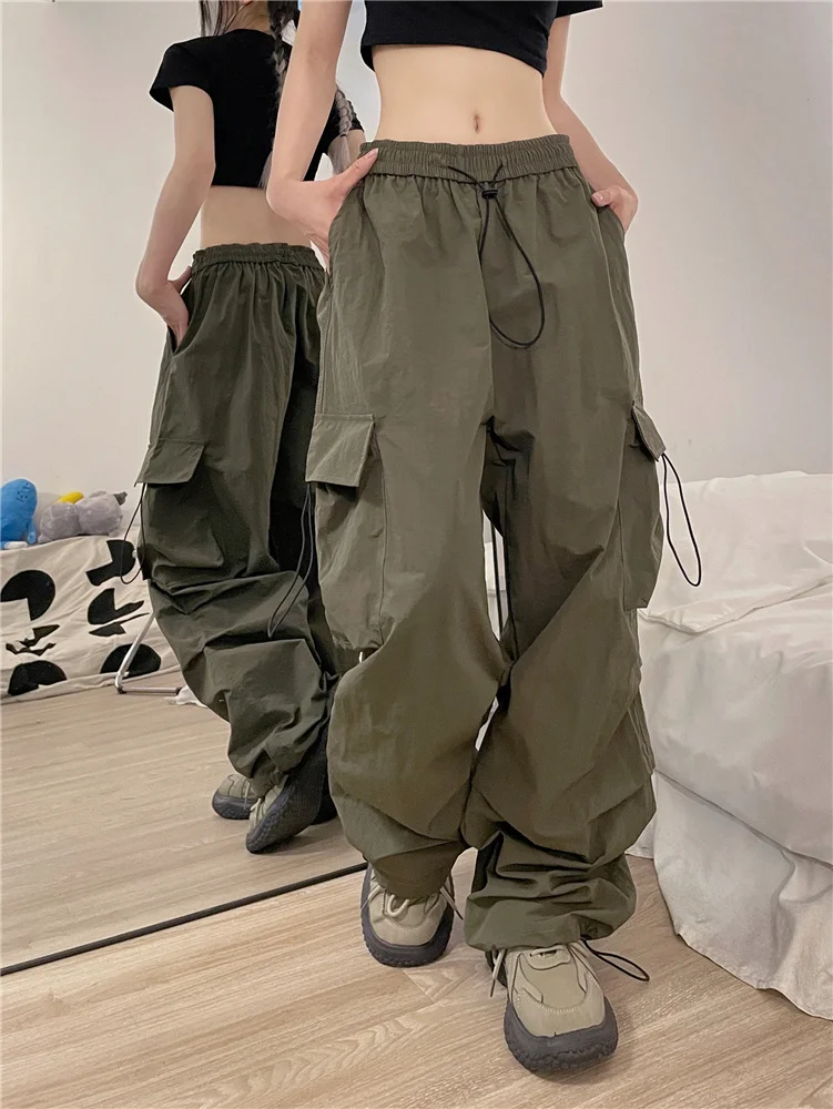 

Casual Quick-Drying Pants Summer Women Vintage Overalls Men Streetwear Hiphop Wide Leg Trousers Loose Lovers' Clothes Y2k Style