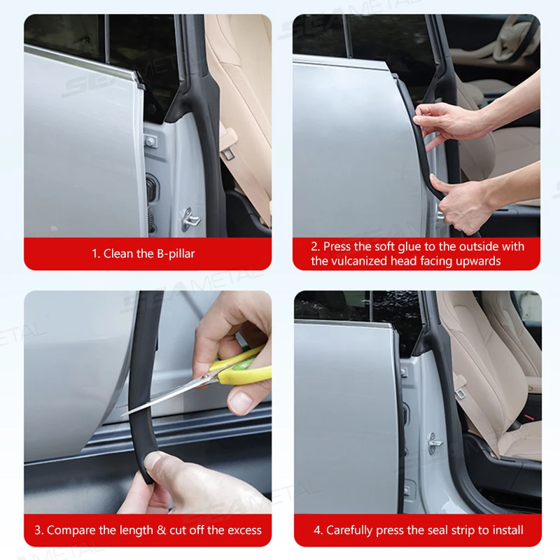 Car Door Edge Scratch Protector Strip B Pillar Rubber Moulding Trim Protection Side Adhesive Sealing Guard Stickers