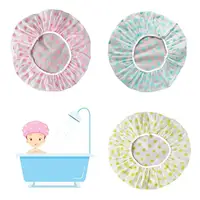 1pcs Thickened Waterproof Shower Cap Women Plastic Dot Print Bath Hat Disposable Shower Colorful Cap For Hair Salon 1