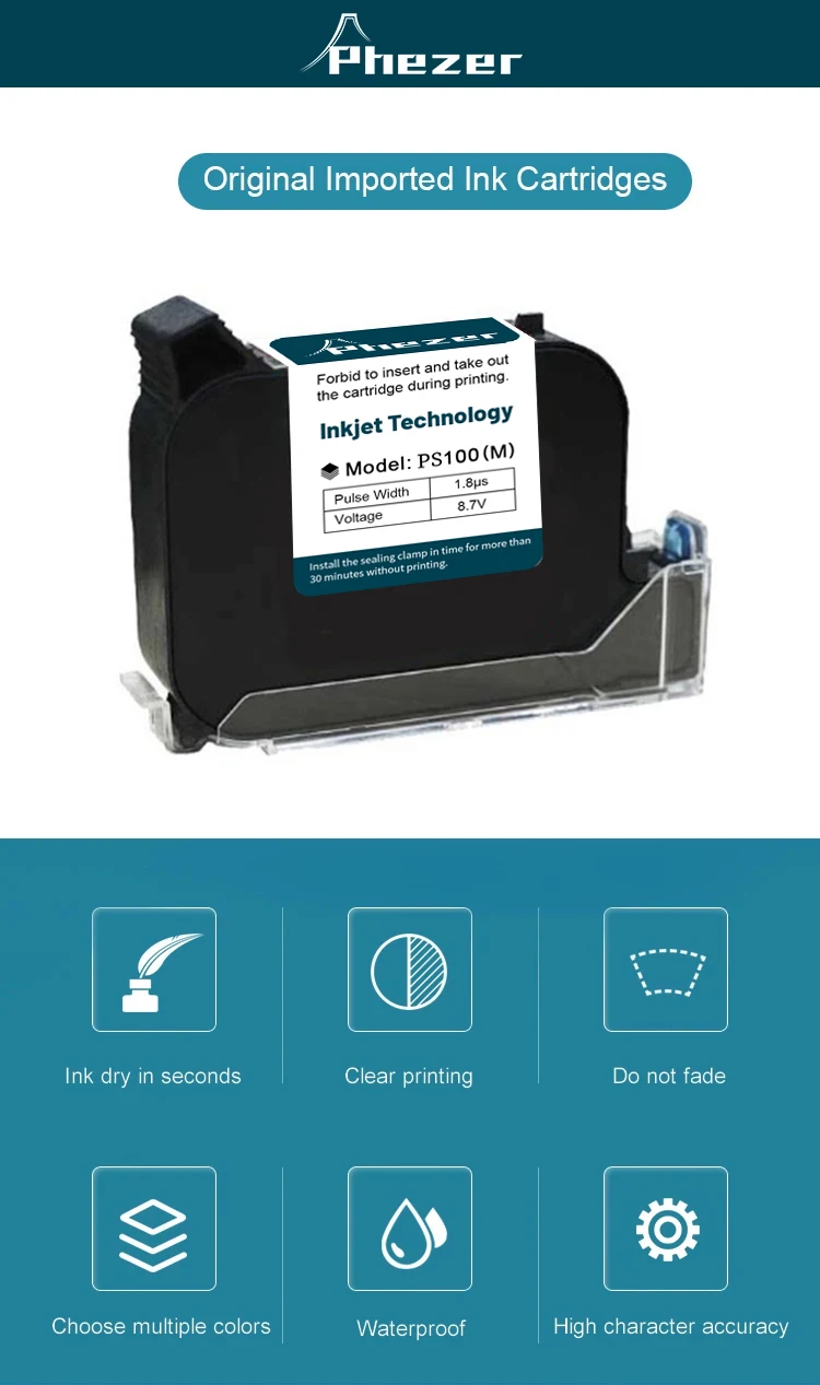 For HP PS100-L 12.7/25.4mm Encrypted ink cartridge A Level Ink Cartridge Quick