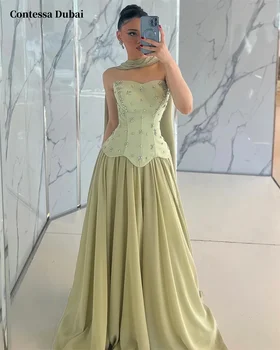 Contessa Dubai Customized Evening dresses A-line prom party dress 2025 Luxury Strapless Floor-length فساتين سهرة 1