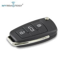กุญแจรีโมทรถยนต์แบบพับได้ MYREMOTEKEY รุ่น 8P0 837 220 D สำหรับรถยนต์ออดี้ A3 TT ปี 2006 - 2013 ความถี่ 434 MHz ชิป ID48 หัวกุญแจ HU66 3 ปุ่ม 3
