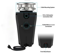 Eco Logic 1/2 HP Garbage Disposal with Attached Power Cord 10-US-EL-5-3B 2