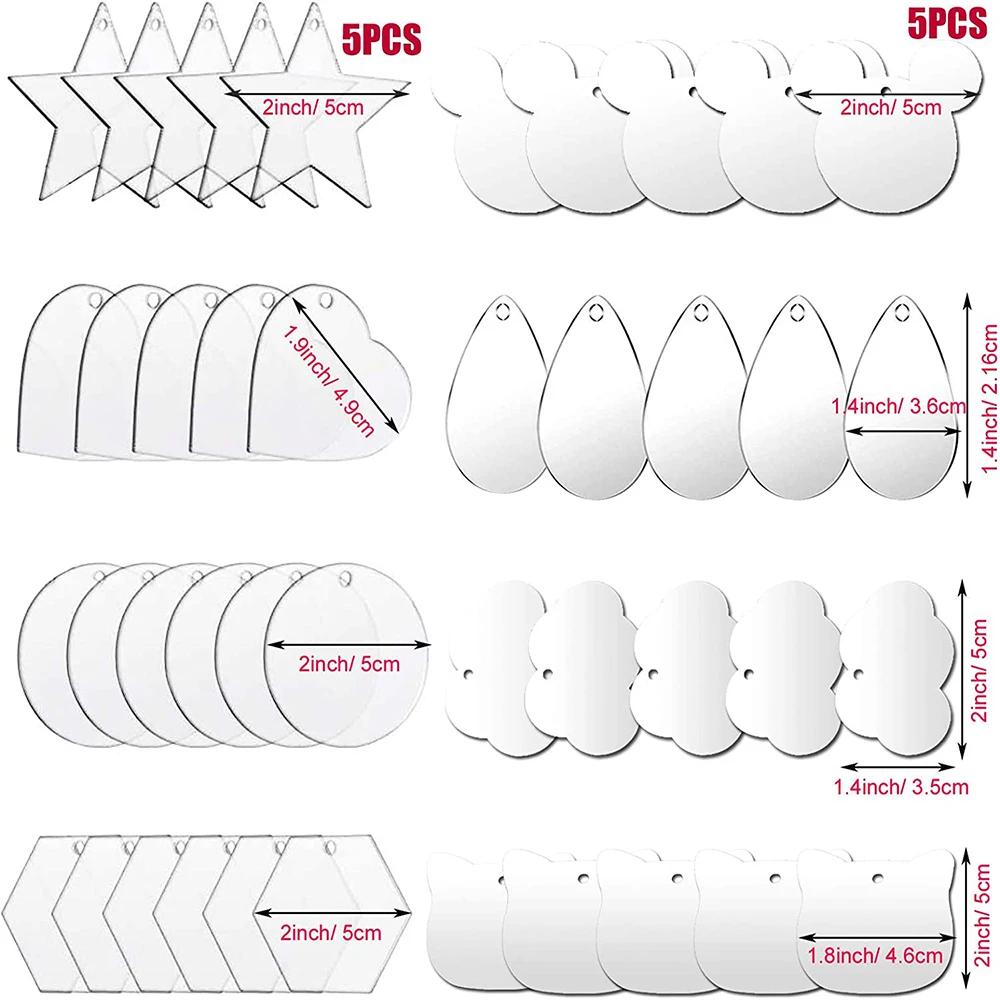 160Pcs 8 Style Acrylic Transparent Circle Discs Set Key Chain Rings and Jump Rings for Crafting Vinyl Projects DIY Supplies