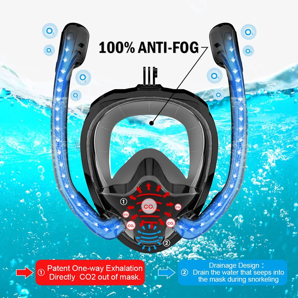 Set Maschera Snorkeling Panoramica Per Adulti In Vetro Temperato - Antiappannamento Con Borsa A Rete E Tappi Orecchie - 3