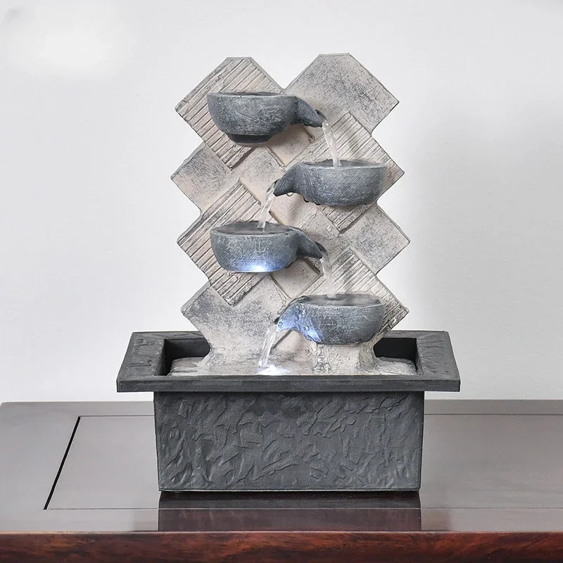 

Stacked Rocks Tabletop Water Fountain with Led Light, Feng Shui Zen Indoor Waterfall for Home Office Decor Desktop Size