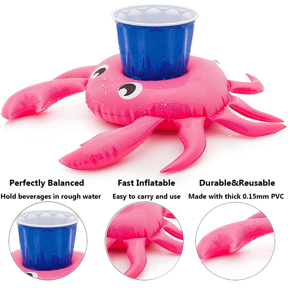 1Pc Inflatable Drink Holder Swimming Pool Drink Cup Stand Holder Float Toy Coasters For Beverage Bottle Kids Toys and Pool Party 6