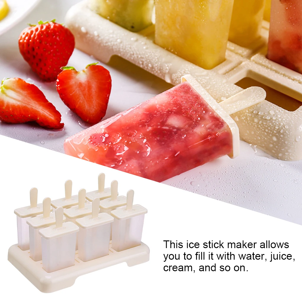 Description Picture 6 of itemIce Cream Mold DIY Ice Stick Maker PP Plastic Mould Kitchen Tool, 9 Grids, Blue, with Wooden Sticks