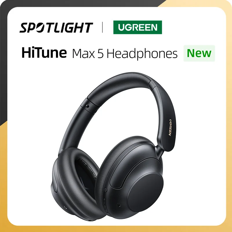 UGREEN HiTune Max 5 Hybrid Active Noise Cancelling Headphones Wireless Over Ear Bluetooth Headphones 90H Playtime Hi-Res Audio 