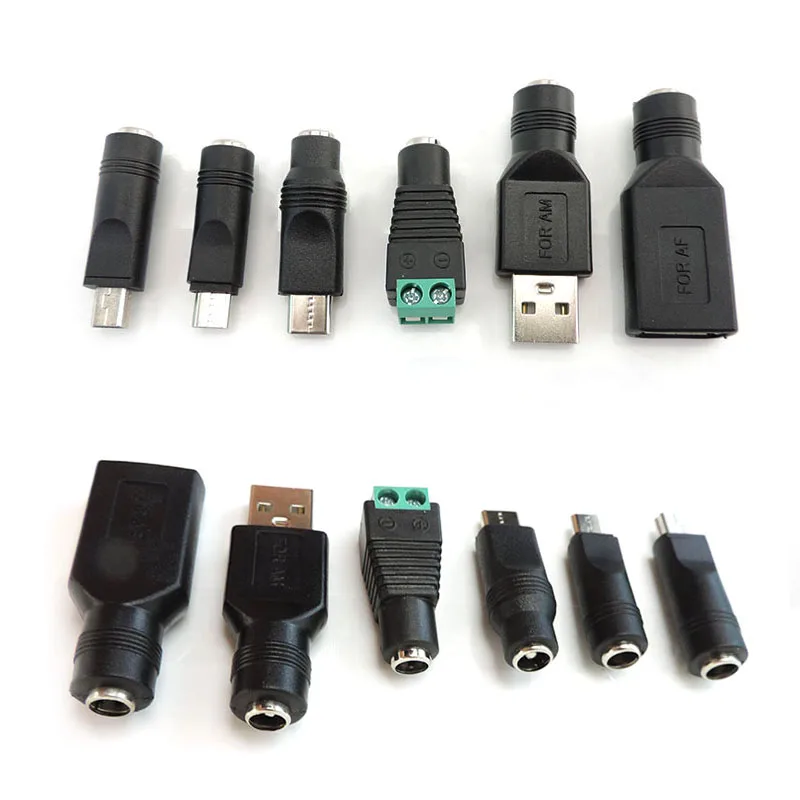 

DC Female 5.5x2.1mm Jack to Mini 5pin USB A Male Mirco Type C Connector Power Supply Adapter Plug Connector for Laptop L1