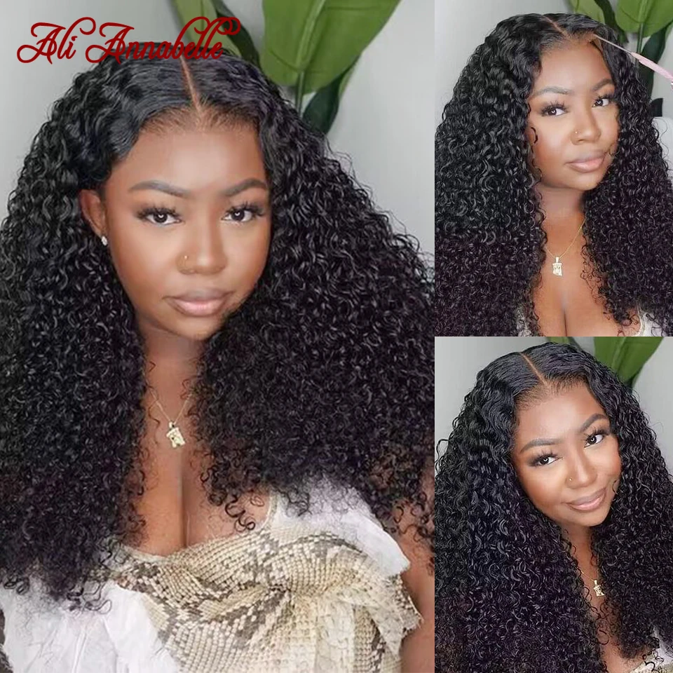 Glueless Wigs Human Hair Pre Bleached Knots 6x4 Pre Cut Lace Natural Hairline Curly Hair Glueless Wig Ready to Wear And Go Wig