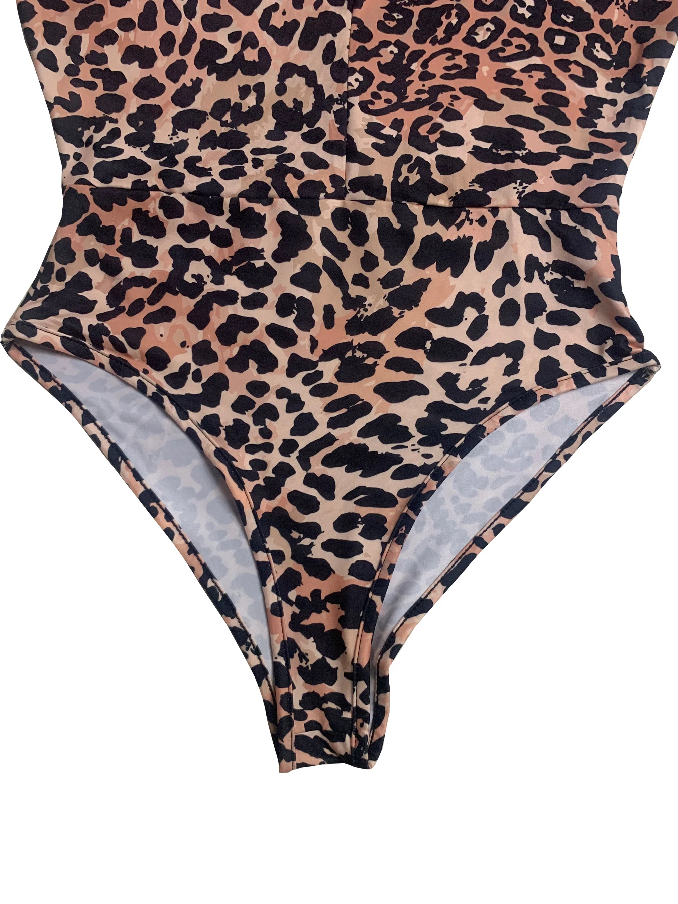 Modischer, langärmeliger, sexy Jumpsuit mit Leopardenmuster, V-Ausschnitt und Reißverschluss. – Detail 21