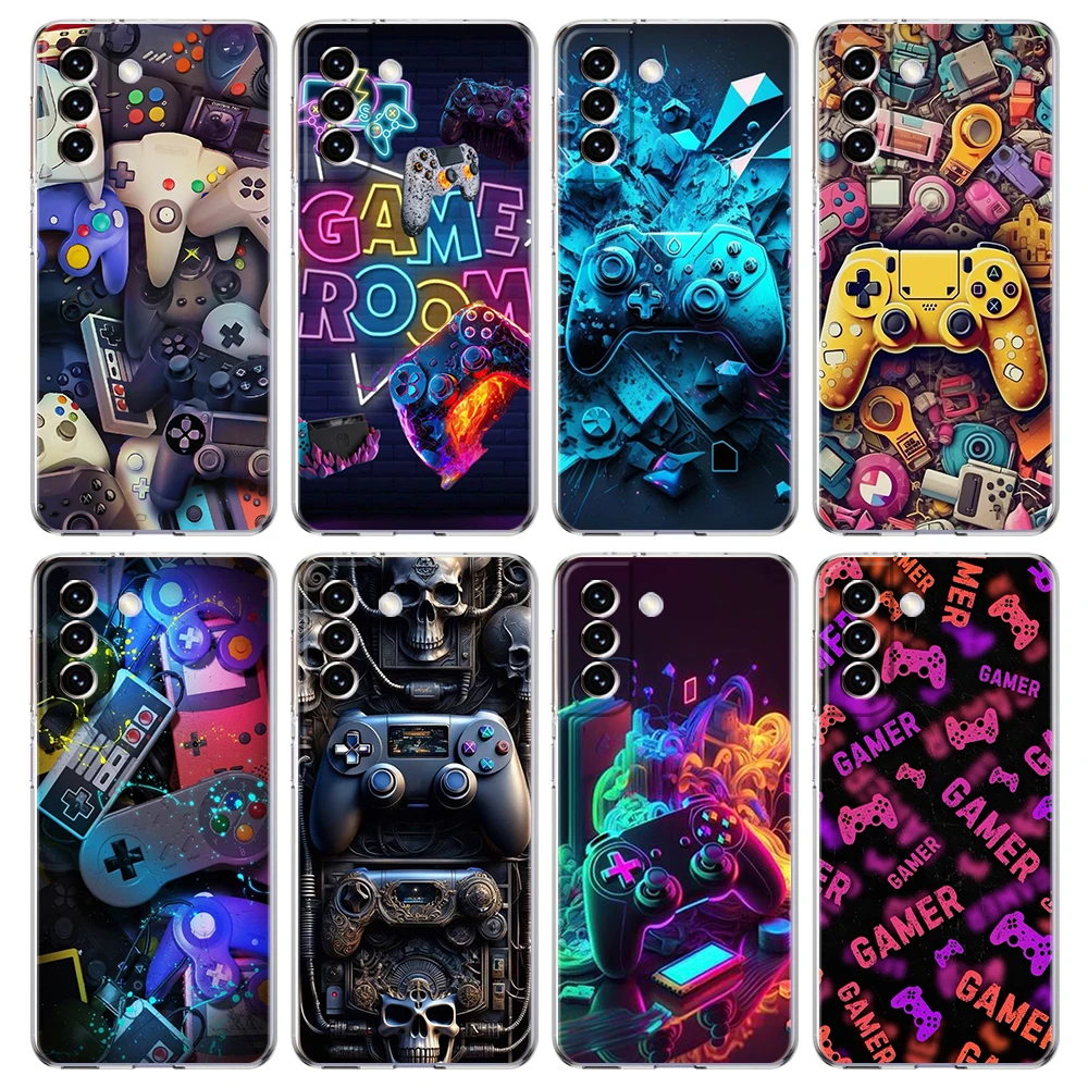 Game Controller Graphic Transparent Cover for Samsung Galaxy S24 S23 S22 S20 S21 FE Ultra S24 S23 S10 S10E S9 Plus 5G Phone Case