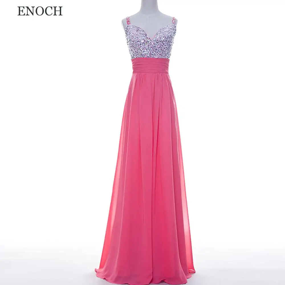 

ENOCH Sweetheart Sequined A-Line Evening Dresses Summer Open Back Sleeveless Formal Gowns Custom Made Chiffon Robes De Soirée