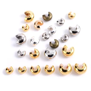 100pcs 3 4 5mm Copper Open Crimp Beads End Cap Gold Stopper Spacer for DIY Charm Jewelry Making Supplies Ornaments Accessories