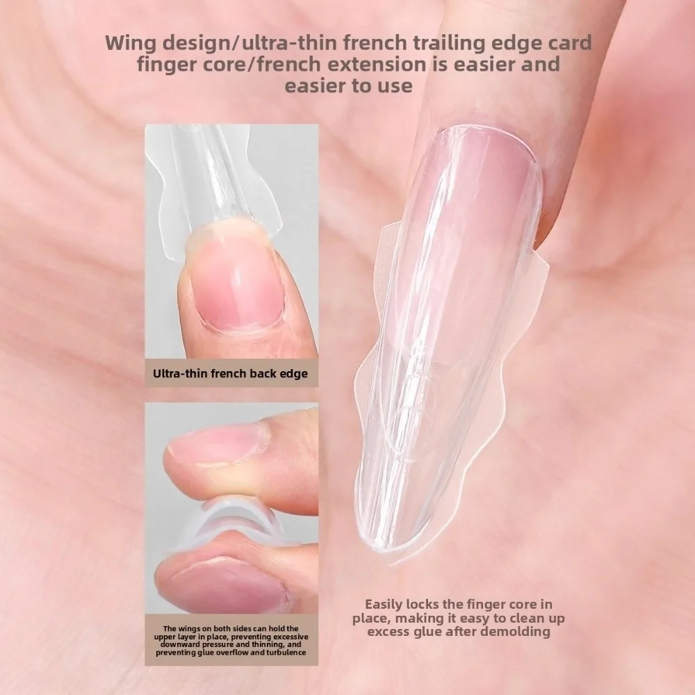 Hot Coffin Shape Sandwich Nail Forms Almond Shape Ultra-Thin Nail Tips Clear Extension No-Trace Double-Sided Fake Nails DIY