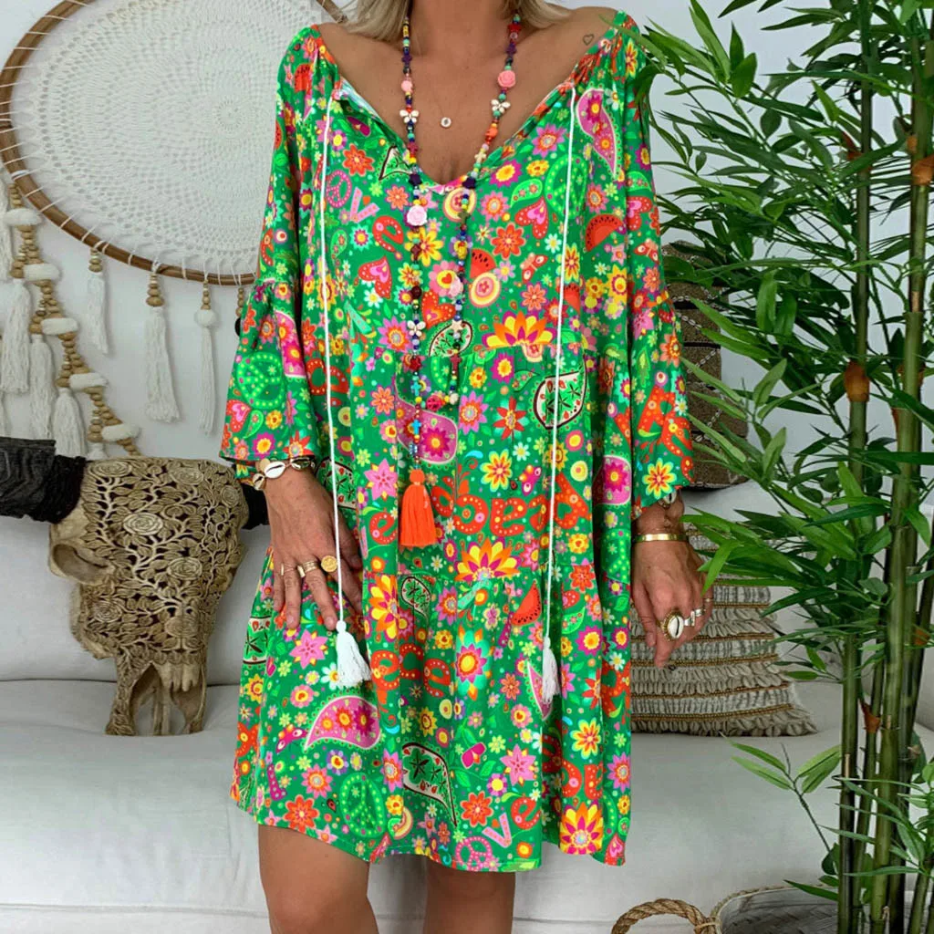 Women s Vintage Retro Loose Floral Mini Dress Tropical Boho Print women-s-vintage-retro-loose-floral-mini-dress-tropical-boho-print