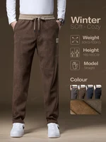 OUSSYU Brand Clothing Autumn Winter Corduroy Pants Men Elastic Waist Thick Outdoors Classic Sports Casual Trousers Male Gift
