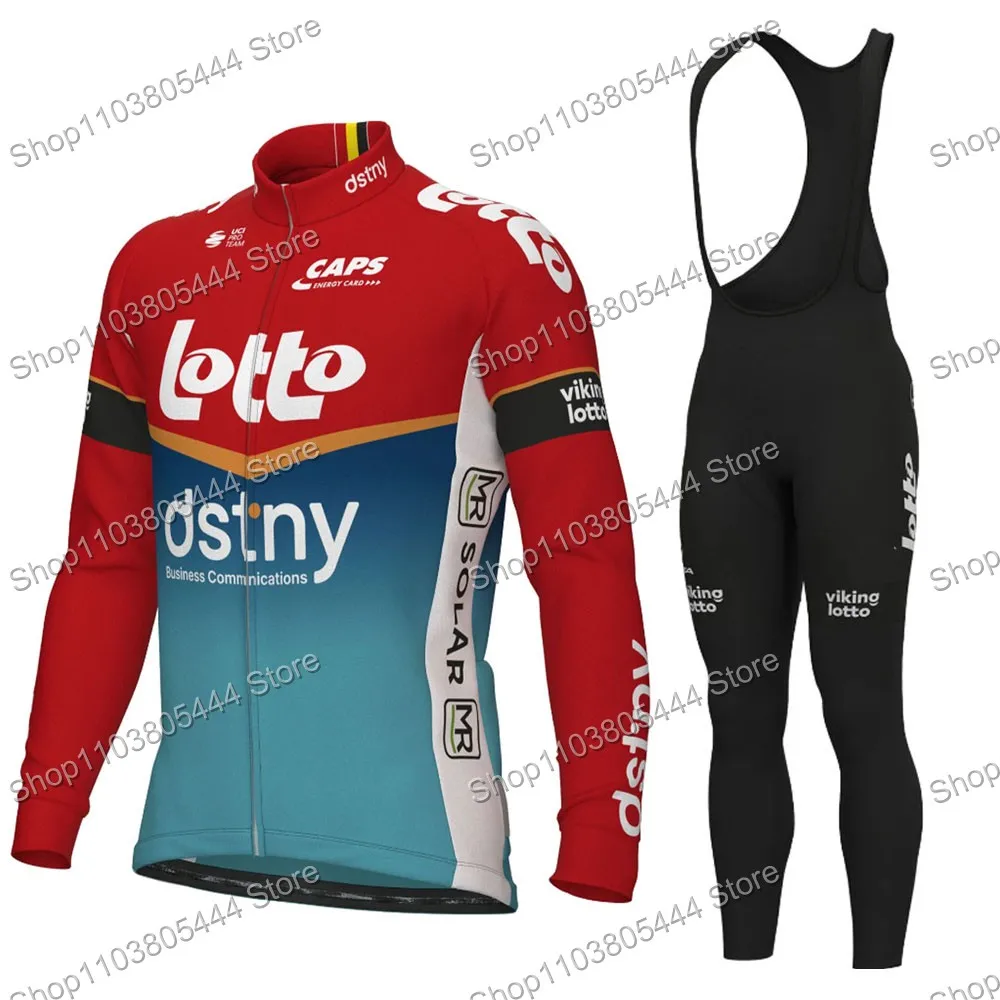 Lotto Dstny Belgium Champion Men's Cycling Jersey Autumn Long Sleeve Road Bike Tops Shirts MTB
