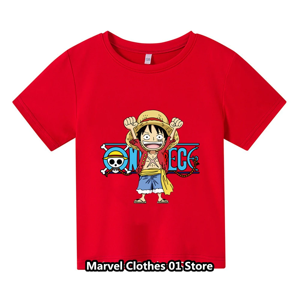 New Summer Short Sleeve Anime One Pieces Printed T-shirt  Children Summer Cool Streetwear Cool Boy Girl Kids Tops 5