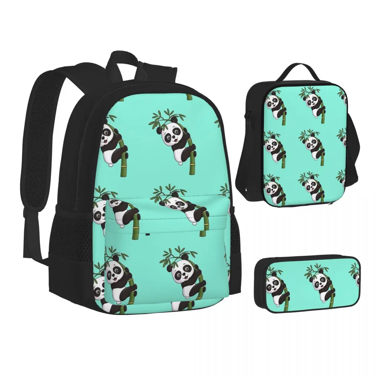 

Panda In Style Backpacks Boys Girls Bookbag Children School Bags Cartoon Kids Rucksack Lunch Bag Pen Bag Three-Piece Set
