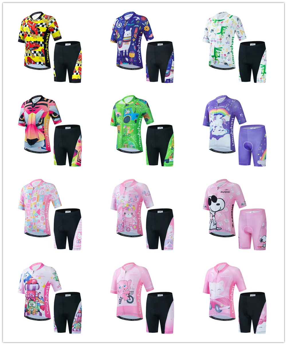 

KEYIYUAN New Outdoor Boy Girl MTB Cycle Clothes Set Children Cycling Clothes Kids Summer Short Sleeve Bike Jersey Suit