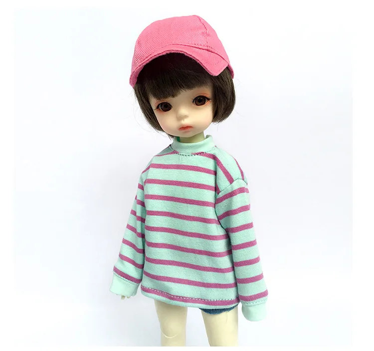 1/ 6 Bjd Doll Clothes Doll Stripe Long Sleeve T-Shirt Overalls Denim Shorts Suits For 1/6, Yosd, 30cm Sd Doll Accessories Toy