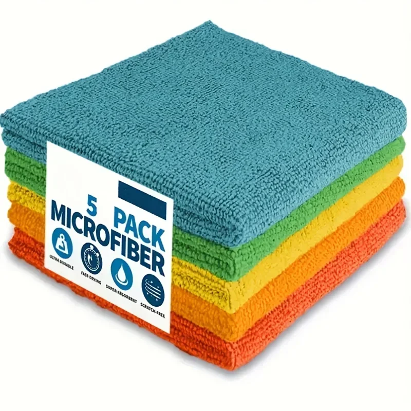 Premium Multi-Purpose Microfiber Cleaning Cloth and Scouring Pad Set for Home and Auto Cleaning