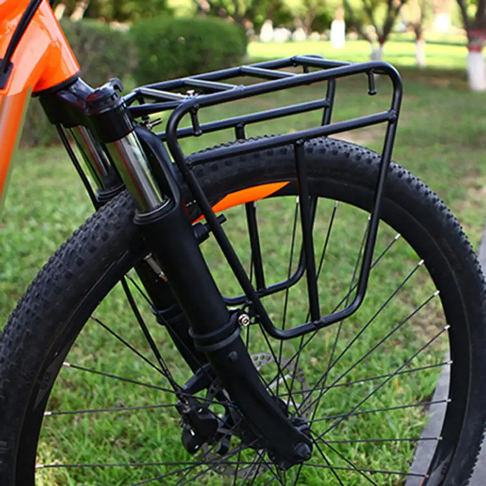 Bike Luggage Rack Heavy Duty Steel Bike Cargo Rack for Mountain Road Bicycles Front Fork Luggage Carrier with for Pannier