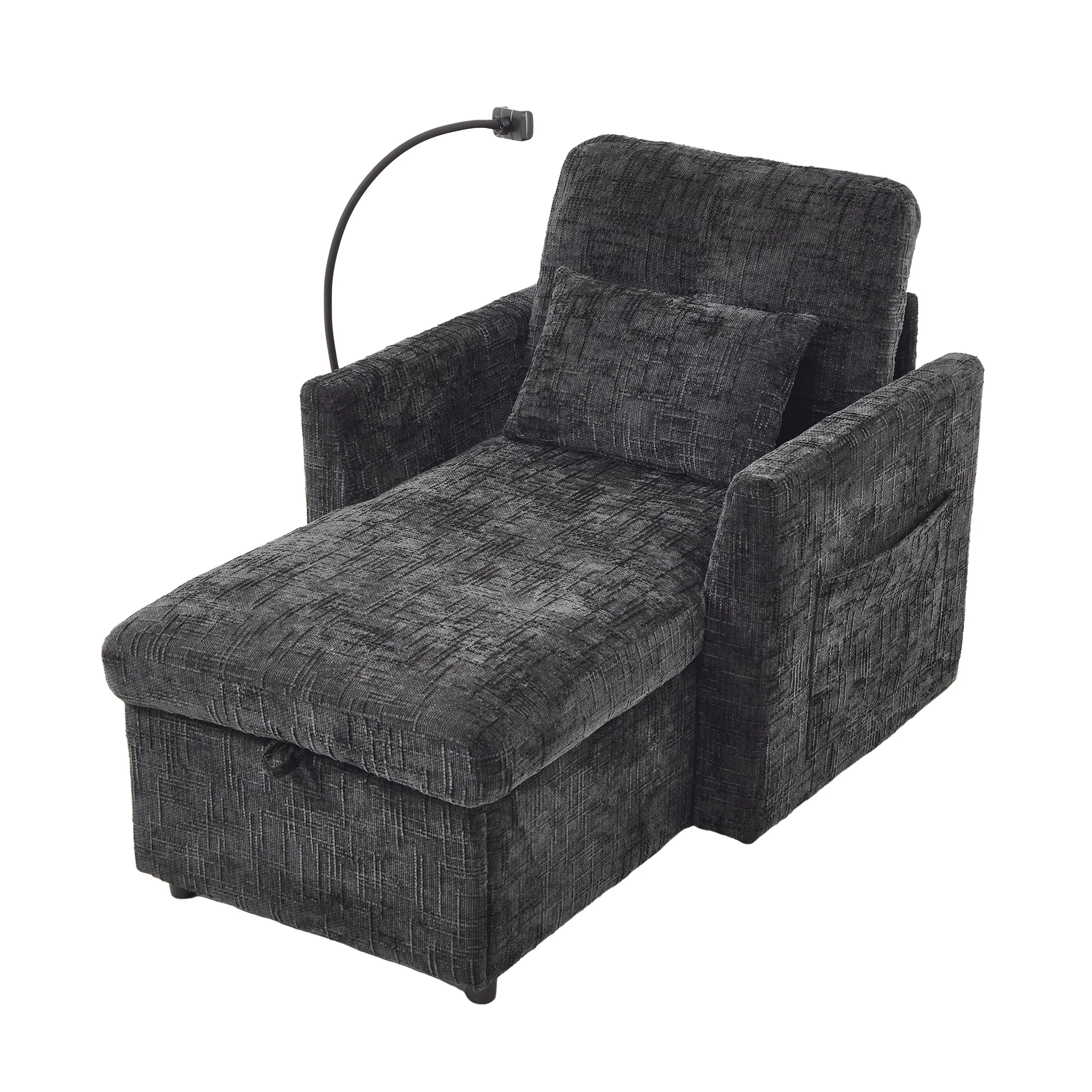 PINGGO Multifunktionales Schlafsofa im Wohnzimmer, Freizeitstuhl mit Handyhalterung, Schlafzimmer-Einzelstuhl mit Chenier – Detail 20