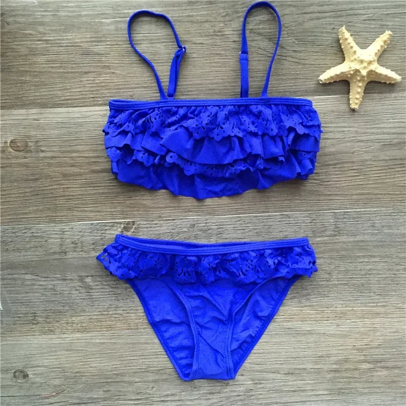 7-16years Children Swimwear Falbala Girls Swimwear Baby Kids Biquini Infantil Swimsuit Bikini Girl 2022 New Summer Bathing Suit - 2