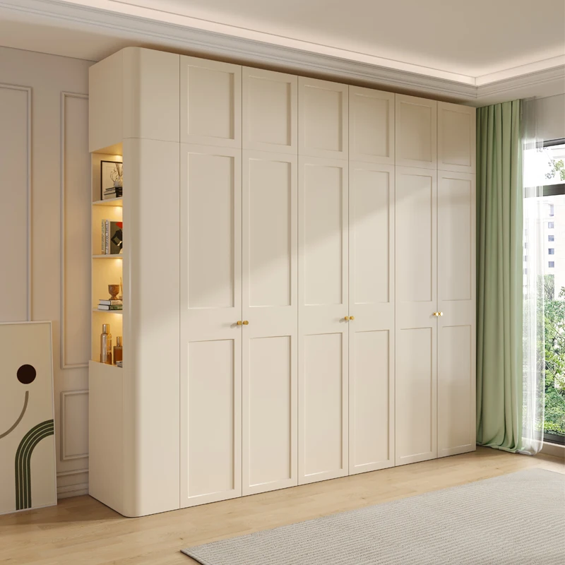 

French Style Space Saver Wardrobe Floor Wooden Locker Divider Rod Hanging Elegant Bedroom Closet Big Armarios Decoration Home