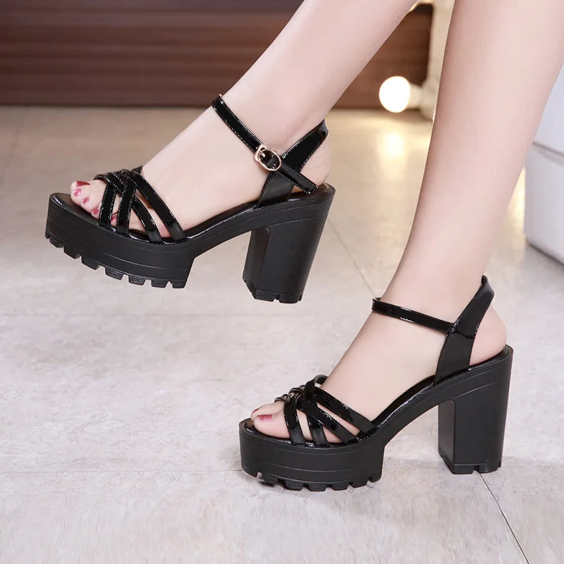 High quality summer sandals for women 8cm 10cm  high heel new 2024 size 32 33 42 43 platform open toe elegant shoe black white