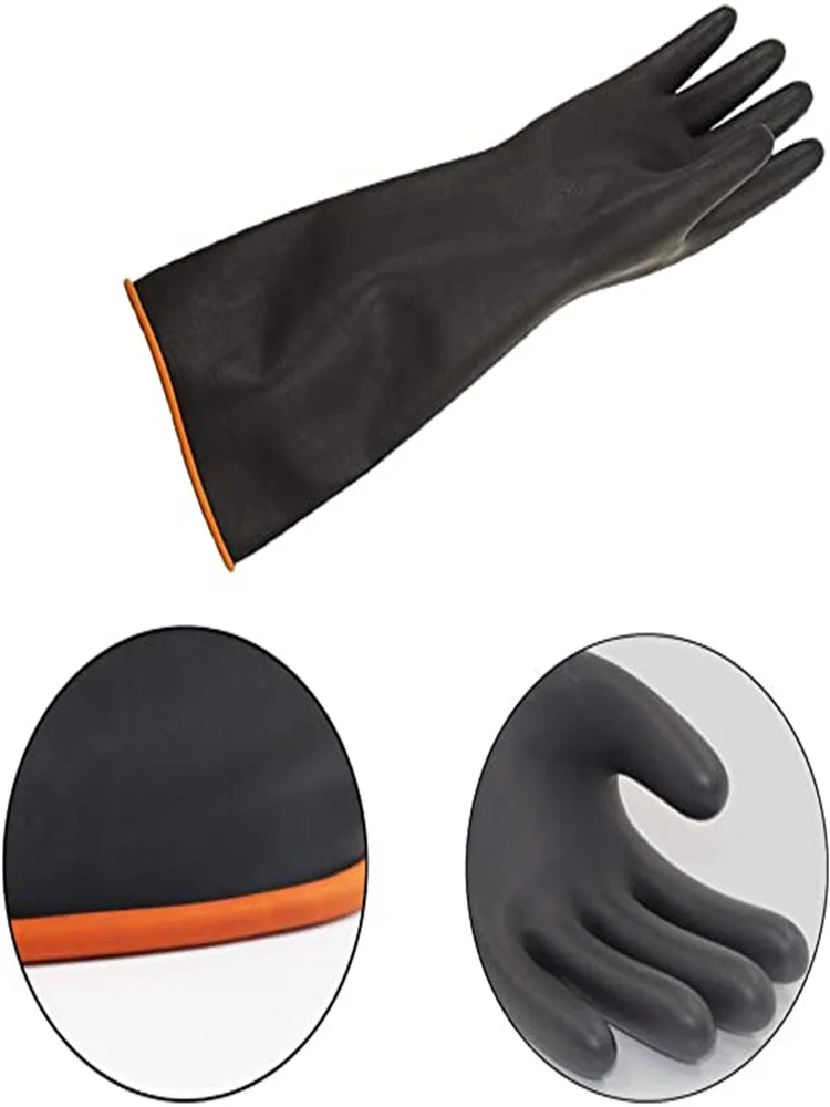 Dishwashing Gloves 35cm Latex Fingers Crubbing Rubber Kitchen Tools Washing Scrub Silicone Black
