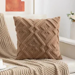 Snowflake Velvet Jacquard Throw Pillow Cover - Elegant Home and Room Decor - 45X45cm (Chocolate)