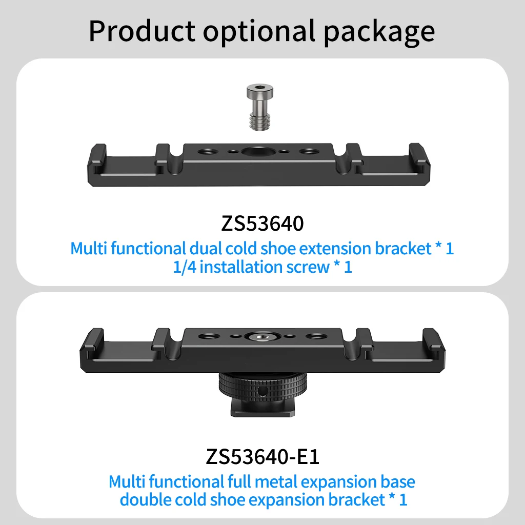 Double Cold Shoe Adapter 1/4 ARRI Mount Extension Bar 360 Rotatable Bracket for