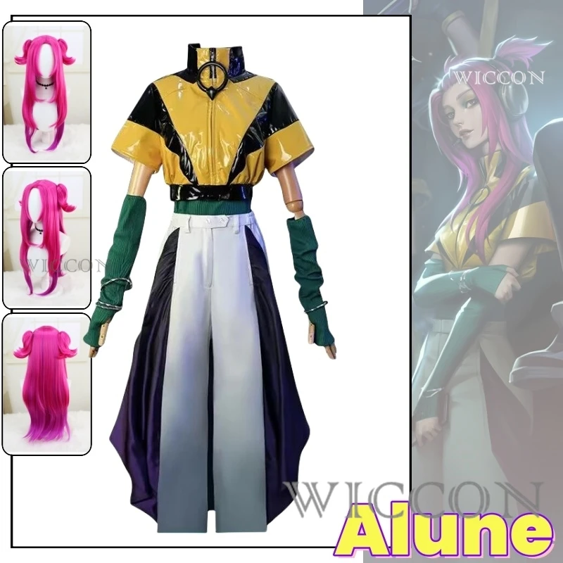 

Alune Anime Game LOL Cosplay Costume Clothes Wig Uniform Cosplay Heart Steel Performance Dress Halloween Party Woman Set Alune