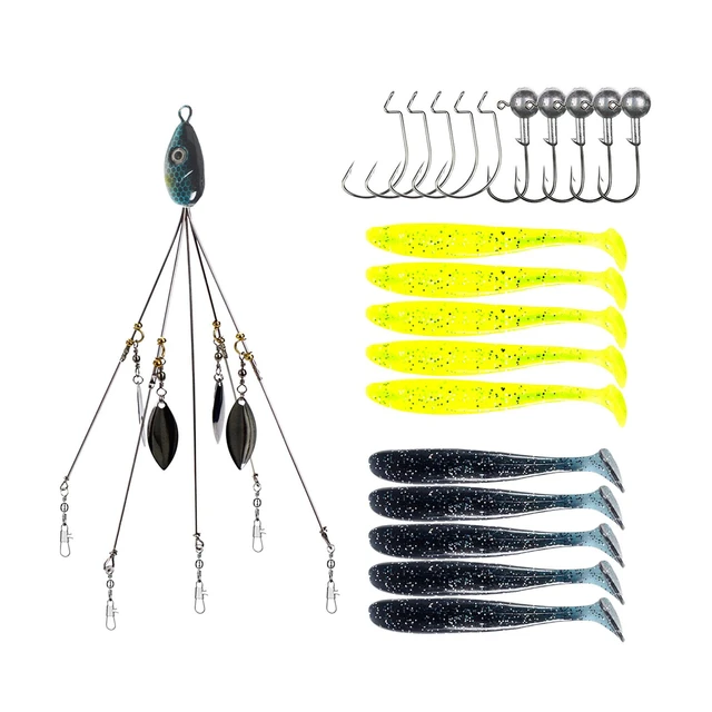 Umbrella Rig with 4 Leaves 5 Arms for Striper Bass Fishing Lures