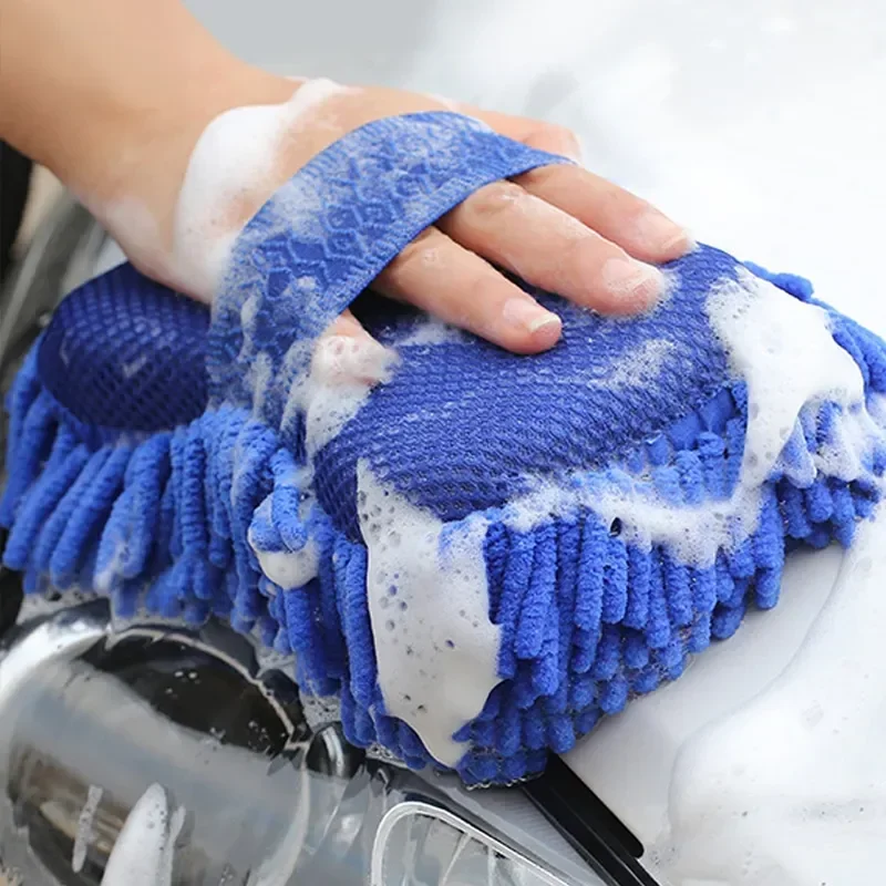 1/2Pcs Car Cleaning Brush Cleaner Tools Microfiber Car Washer Sponge Cleaning Washing Towel Auto Gloves Car Washing Accessories 3