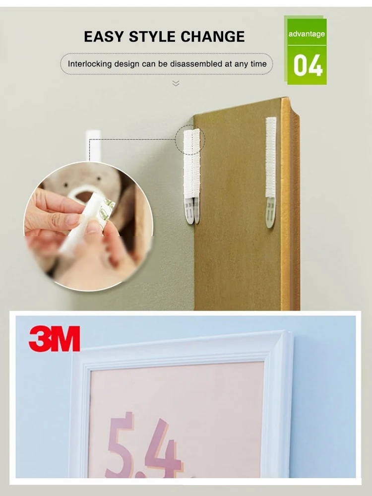 10 Pcs 3M Command Hanging Strips, No Damage Hanging Strips, No Tools, Wall Medium, Small