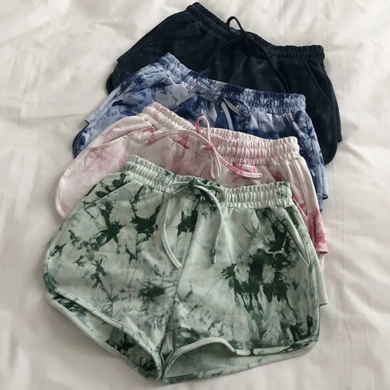 Loose Sports Shorts for Women in Summer High Waisted Running Yoga Hot Pants for Outdoor Wear Casual Wide Leg  Home Tie Dye