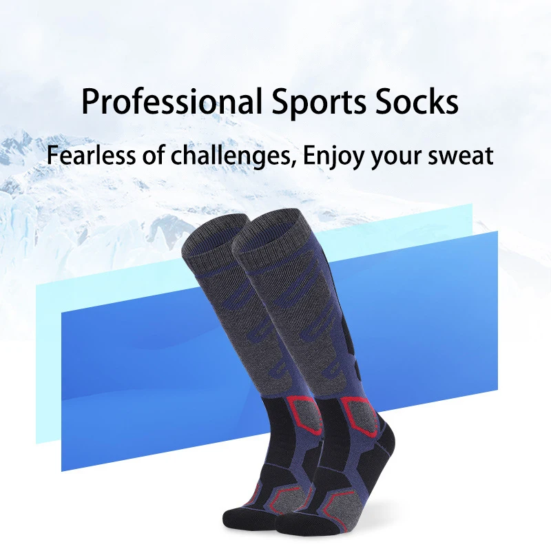 2 Pairs/Set Thermal Merino Wool Ski Socks for Snowboarding, Knee-high, Warm, Hunting, Dry, Snow, Camping, Cold Weather, Winter