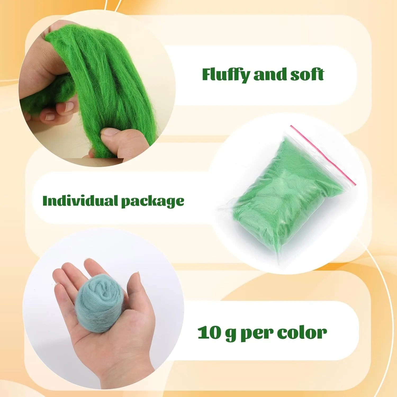 Needle Felting Wool 100g 10 Colors with Needles Supplies Roving Handmade Craft