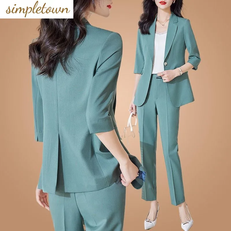 Thin Spring/Summer Women's Set 2023 New Korean Fashion Casual Temperament Professional Age Reducing Two Piece Set fashion casual suit women s new korean spring summer thin style professional temperament elegant women s two piece set