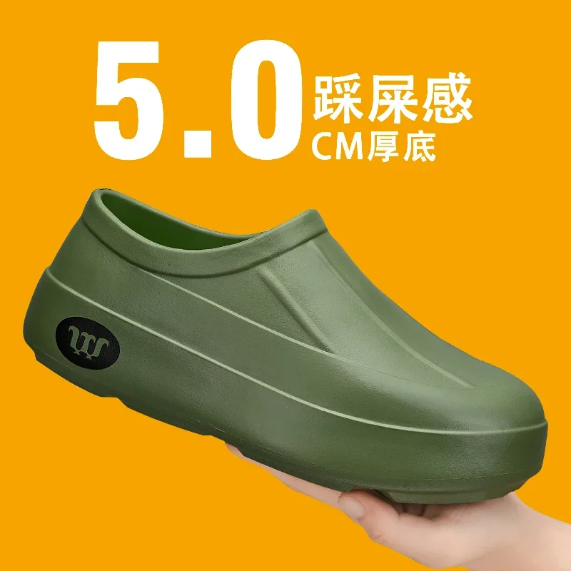 Men's Chef Shoes Oil Resistant Anti Slip Waterproof Quick Drying Luxury Slippers Thick Soles Comfortable Casual Fishing Shoes