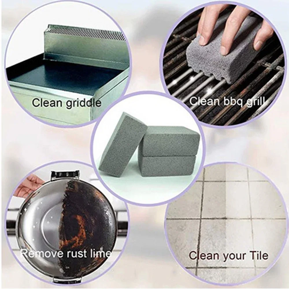 Barbecue Cleaning Tools Grill Brush BBQ Grill Cleaning Brick Block Handheld Clean Brick Barbecue Scraper Cleaning Stone Removing Stains Brush Kitchen Bakeware Tool