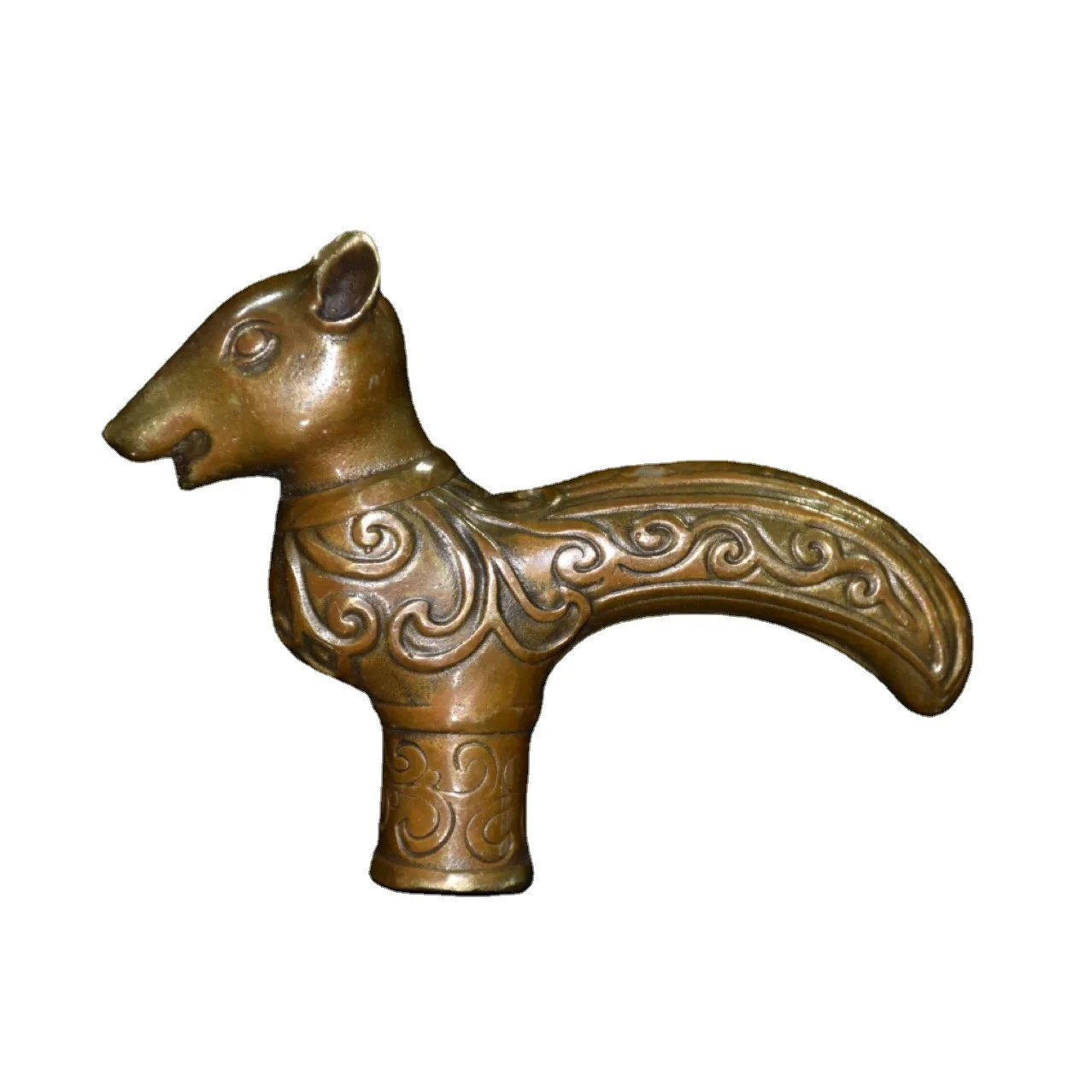

Retro Bronze Statue Of The Animal Head Of The Twelve Zodiac Animals Brass Cane Walking Stick Head Pure Coppercrafts Arts Statue