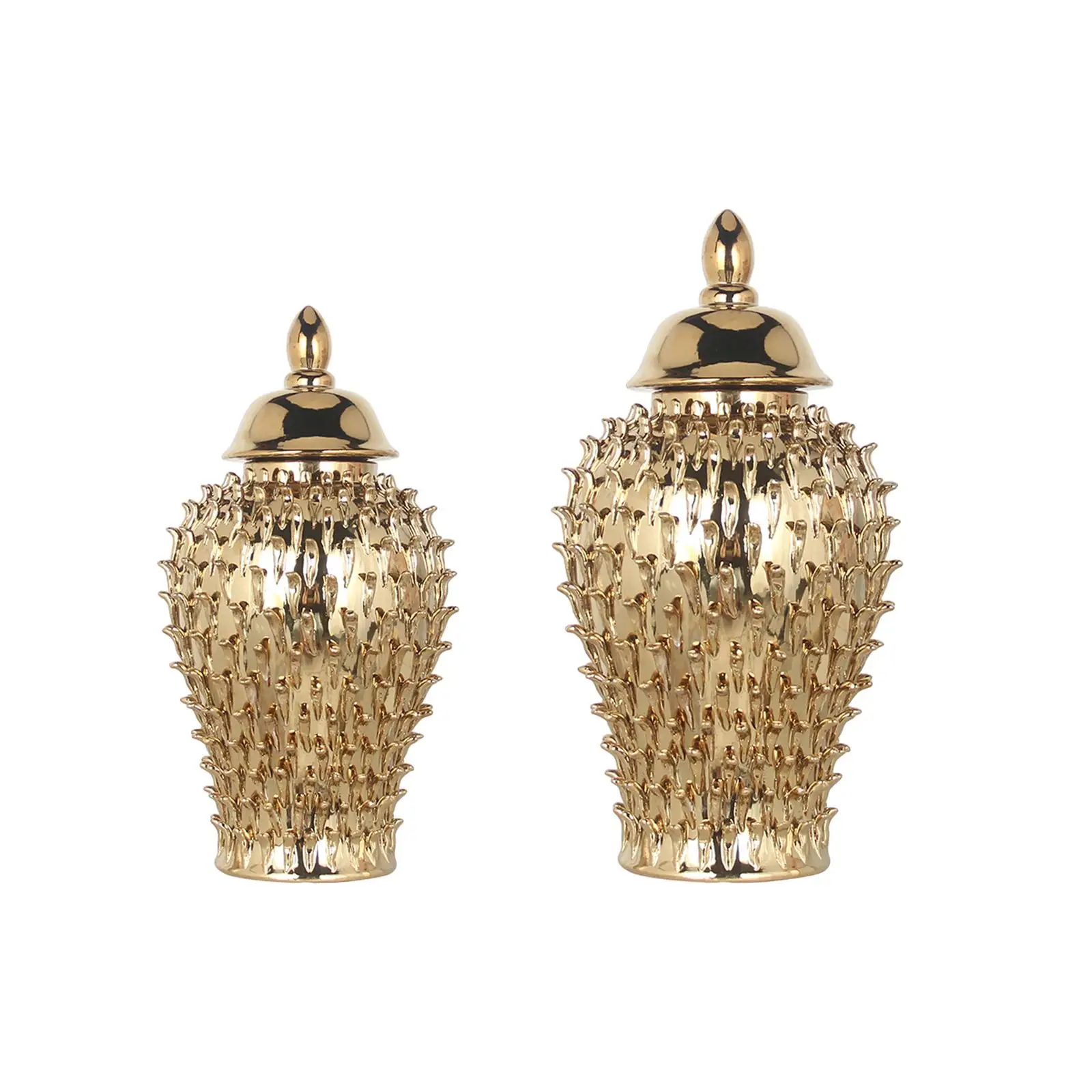 

Durian Appearance Porcelain Flower Vase Ginger Jar Modern Golden Color Fine