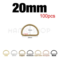 Bulk Metal D Ring Adjustable Buckle Clasp for DIY Projects and Accessories (100pcs 20mm)